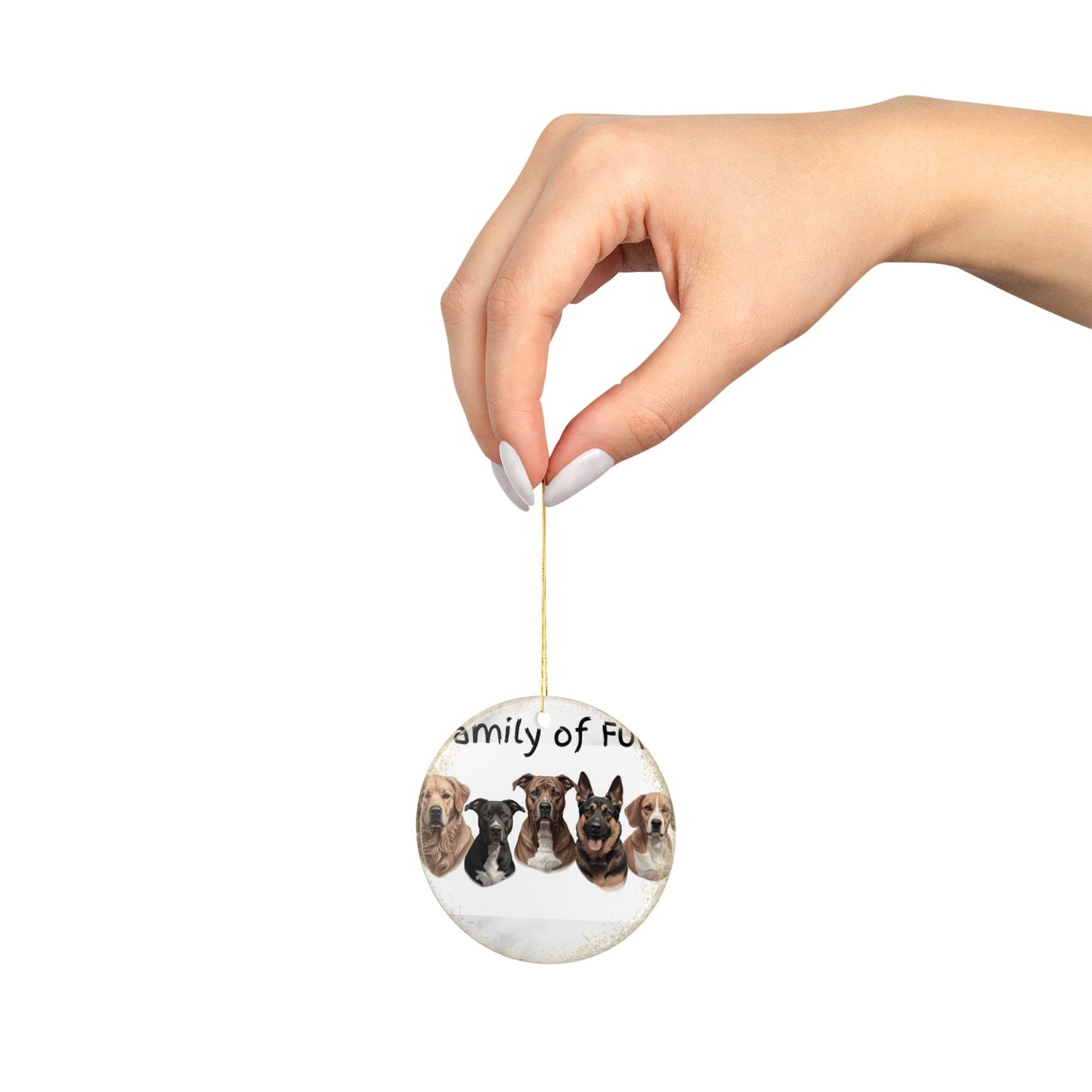 Personalized Pet Ceramic Ornament — "Family of Fur" Two-Sided Holiday Keepsake