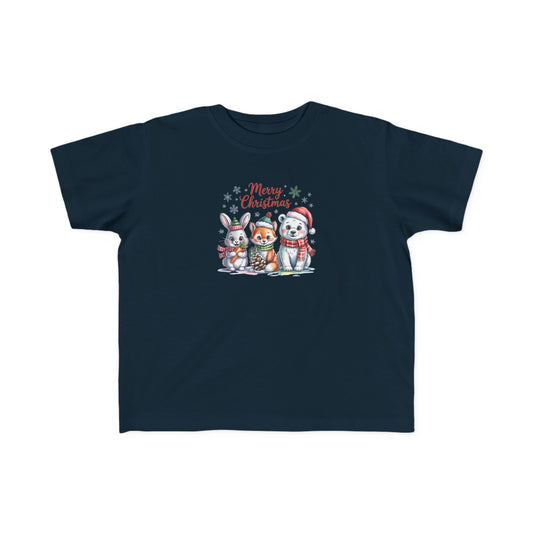 Toddler Christmas Tee — Cute Woodland Animals "Merry Christmas" Holiday Shirt
