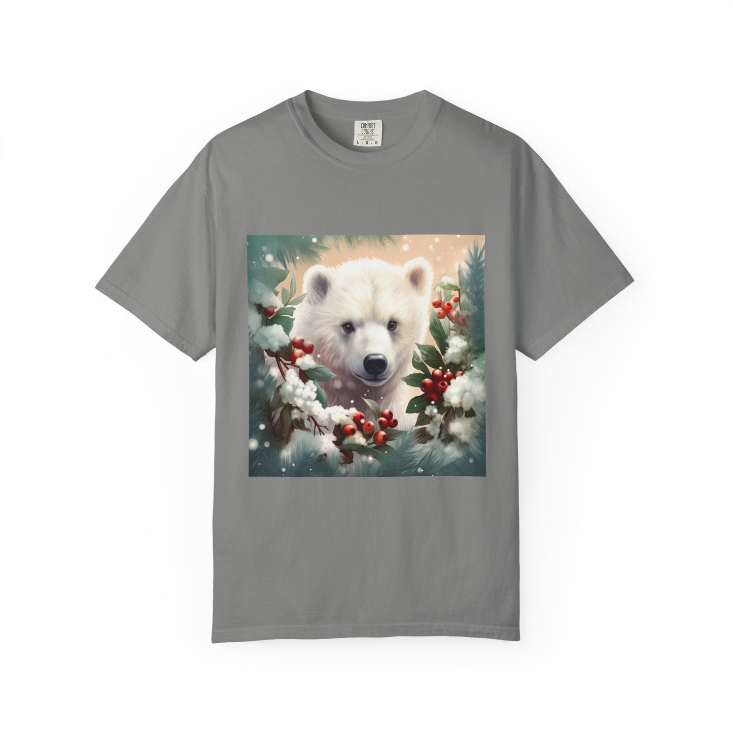 Polar Bear Holiday T-Shirt — Winter Snow & Holly Graphic Tee
