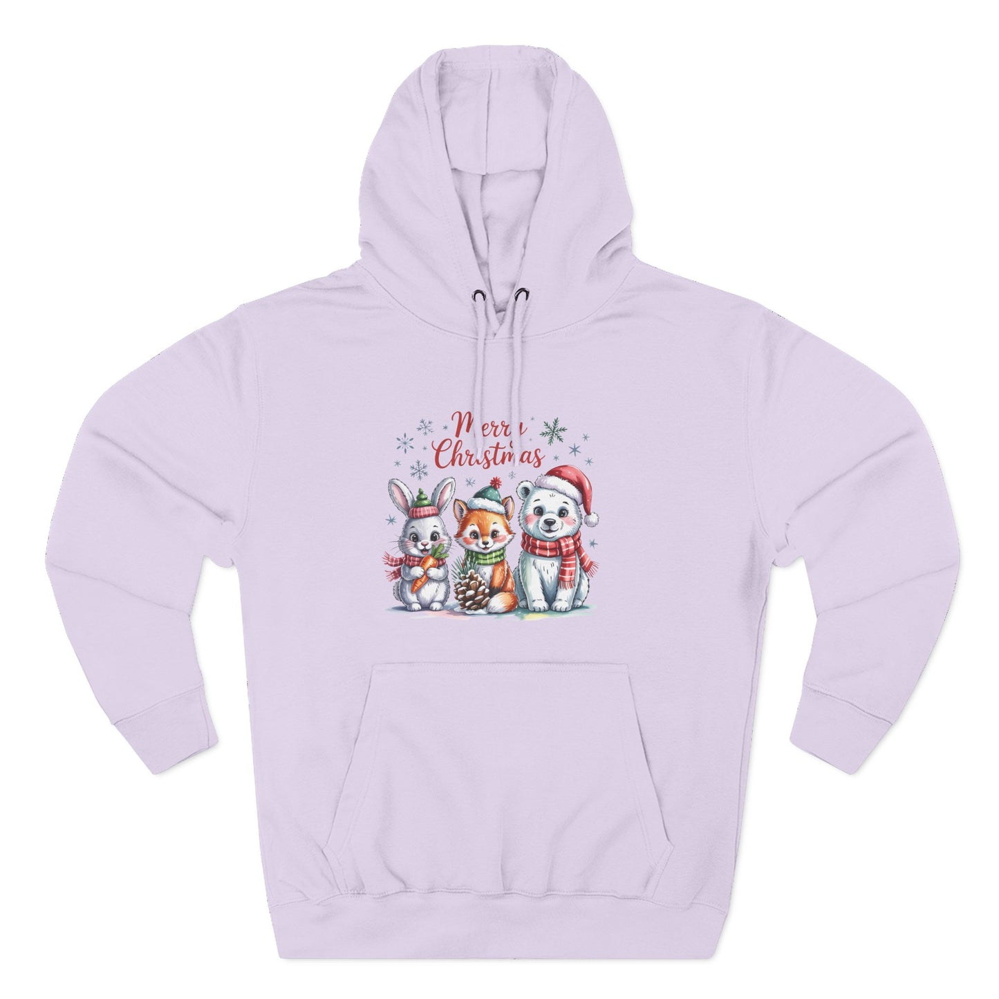 Christmas Animals Hoodie — Cute Bunny, Fox & Puppy "Merry Christmas" Fleece Pullover