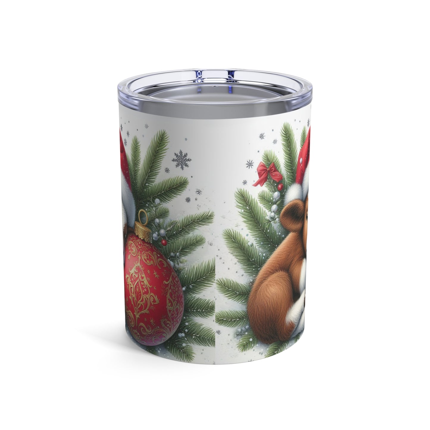 Christmas Bear 10oz Tumbler — Festive Holiday Ornament Travel Cup