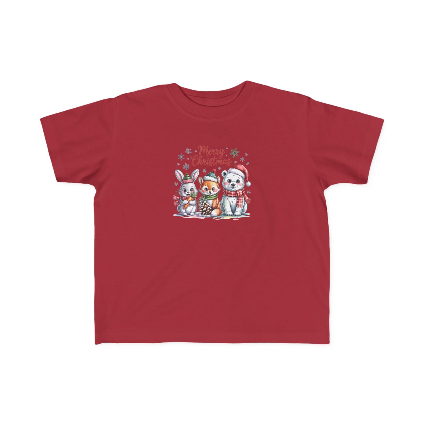 Toddler Christmas Tee — Cute Woodland Animals "Merry Christmas" Holiday Shirt