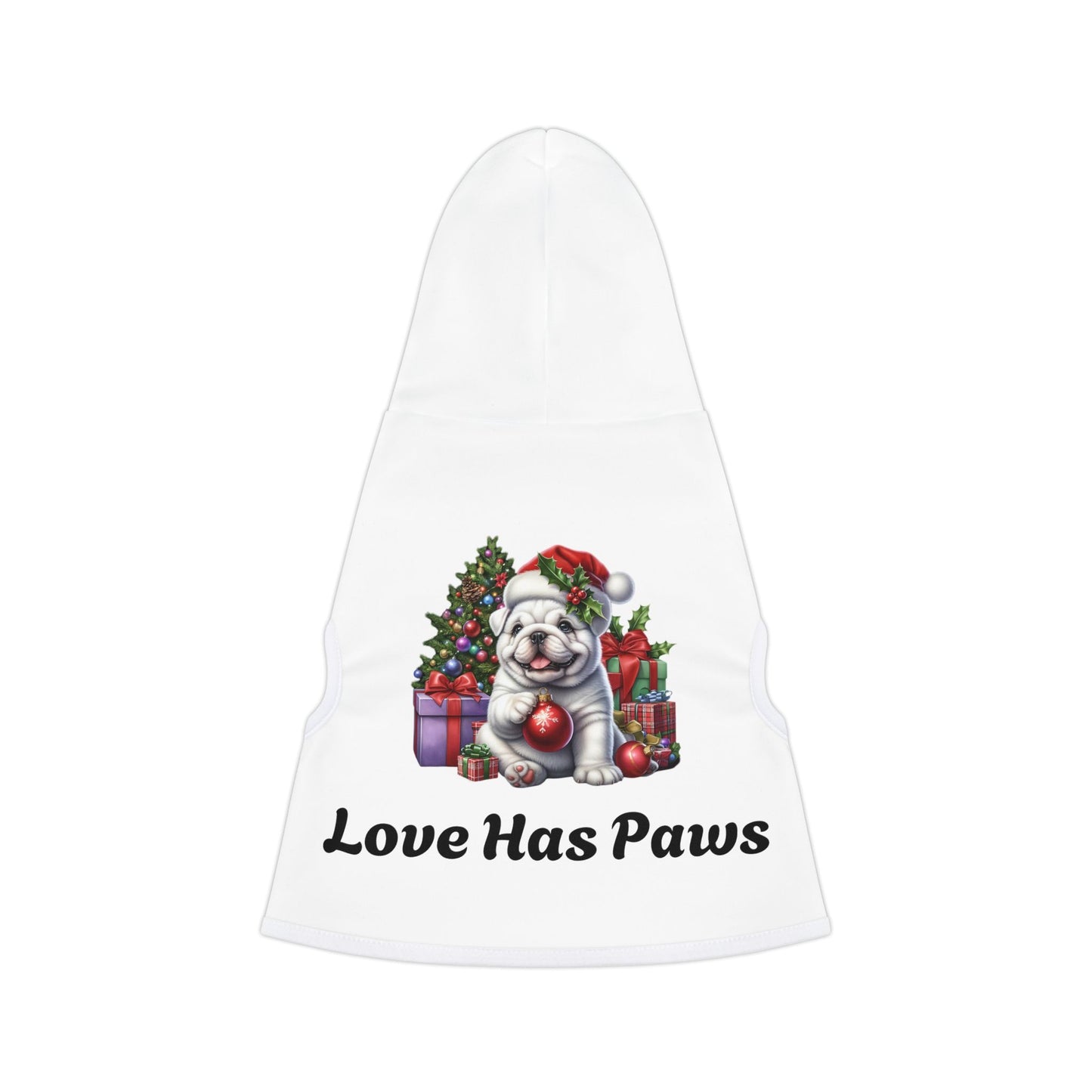 Christmas Bulldog Pet Hoodie – Festive Dog Hoodie with Santa Hat & Gifts