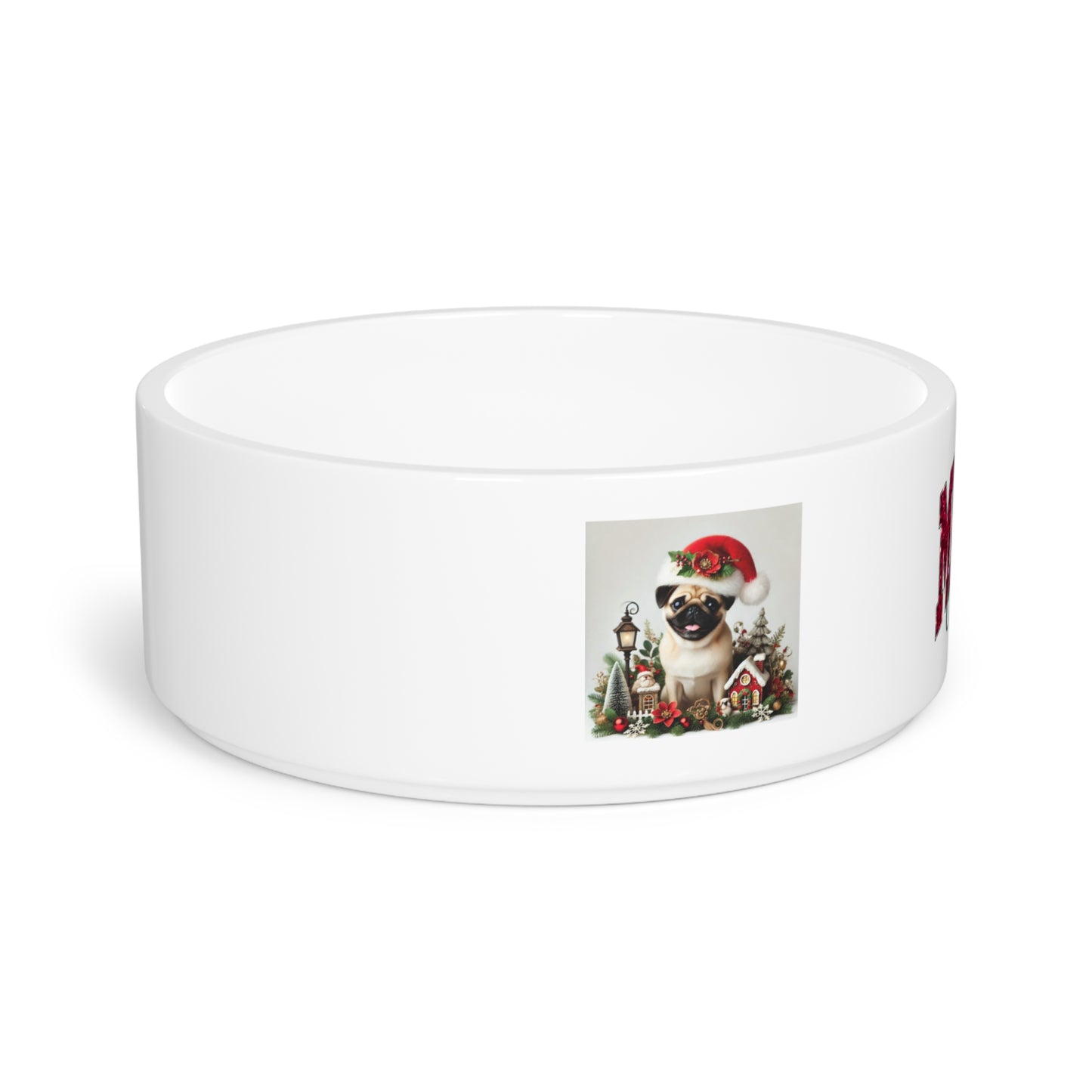 Christmas Pet Bowl — 'Merry Christmas' Pug Holiday Dog Bowl