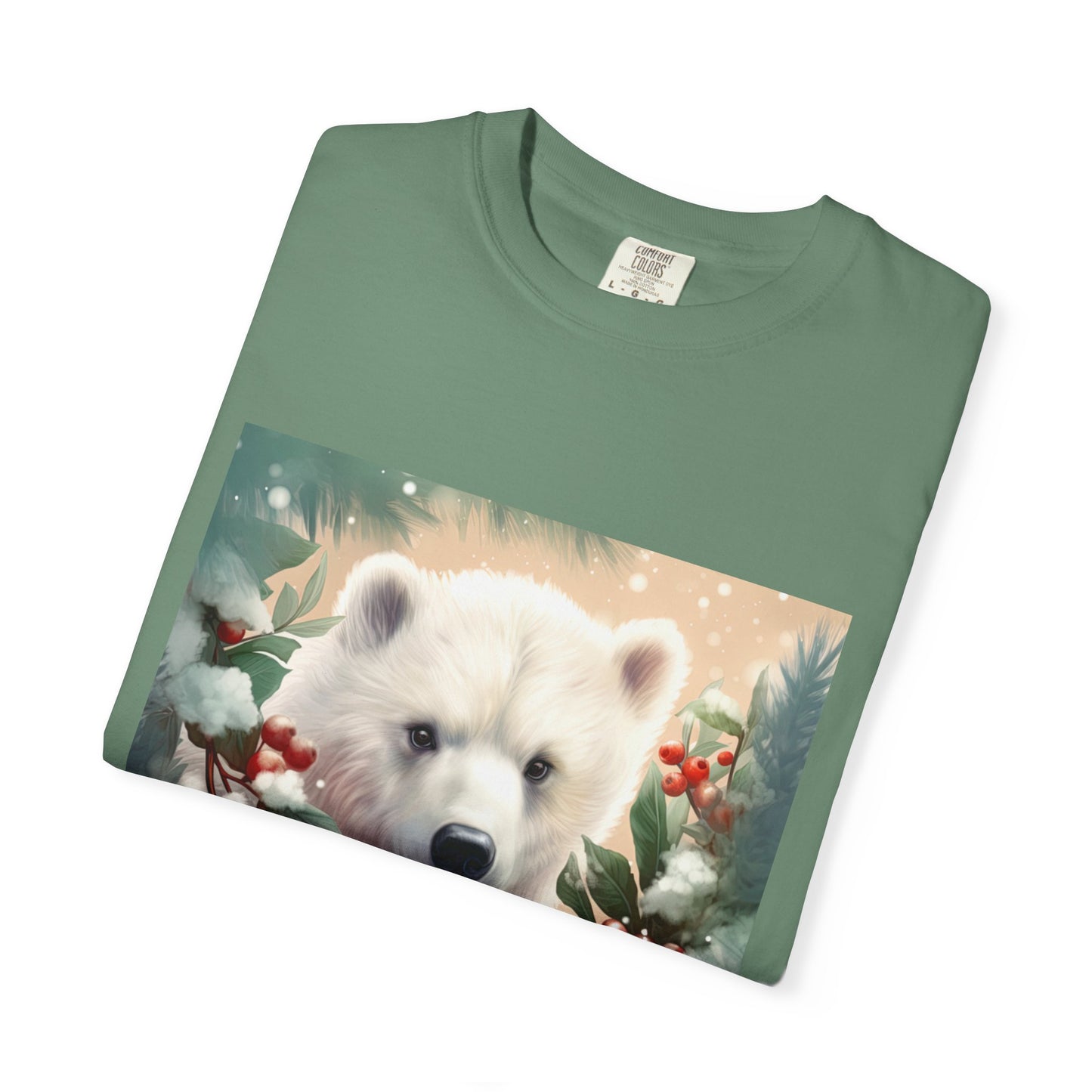 Polar Bear Holiday T-Shirt — Winter Snow & Holly Graphic Tee
