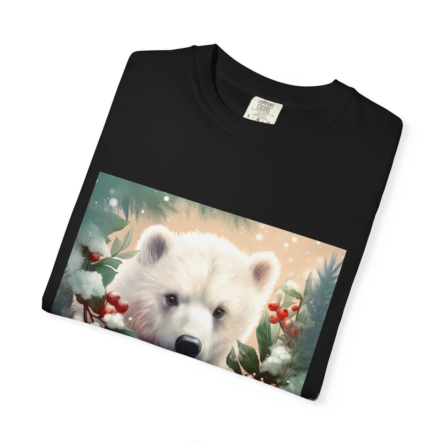 Polar Bear Holiday T-Shirt — Winter Snow & Holly Graphic Tee