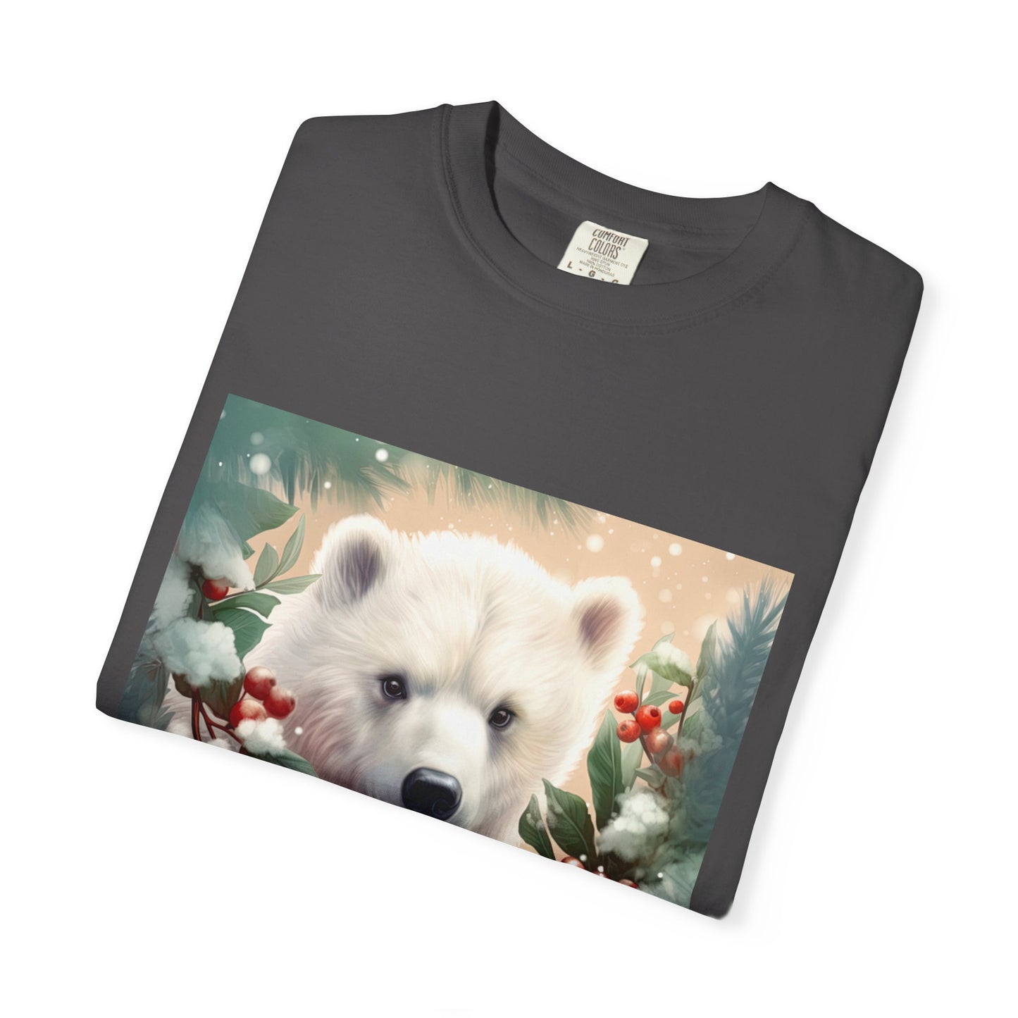 Polar Bear Holiday T-Shirt — Winter Snow & Holly Graphic Tee