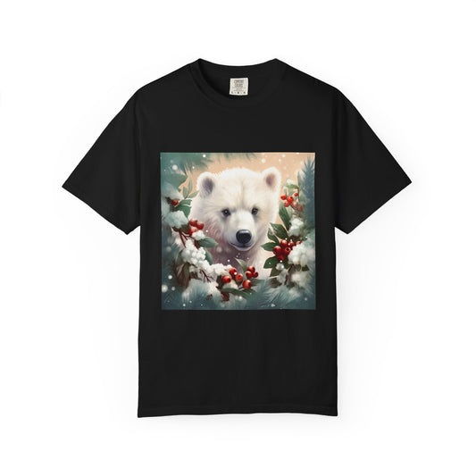 Polar Bear Holiday T-Shirt — Winter Snow & Holly Graphic Tee