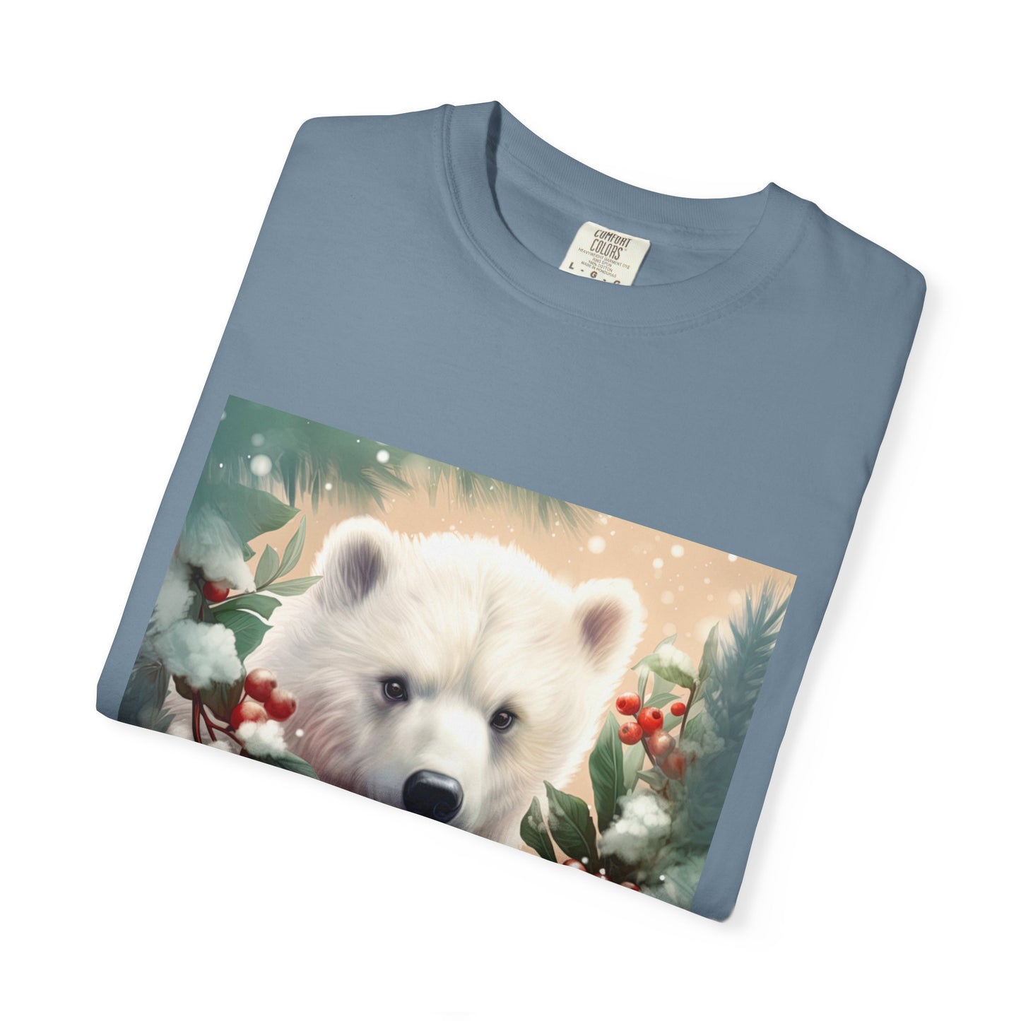 Polar Bear Holiday T-Shirt — Winter Snow & Holly Graphic Tee