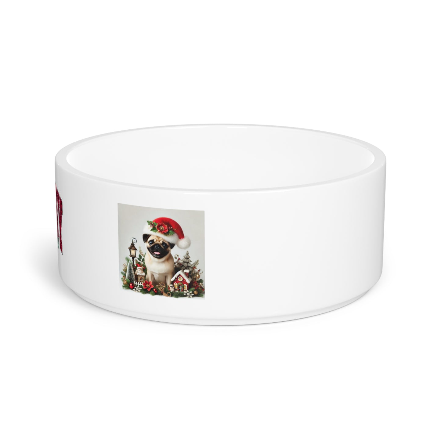 Christmas Pet Bowl — 'Merry Christmas' Pug Holiday Dog Bowl