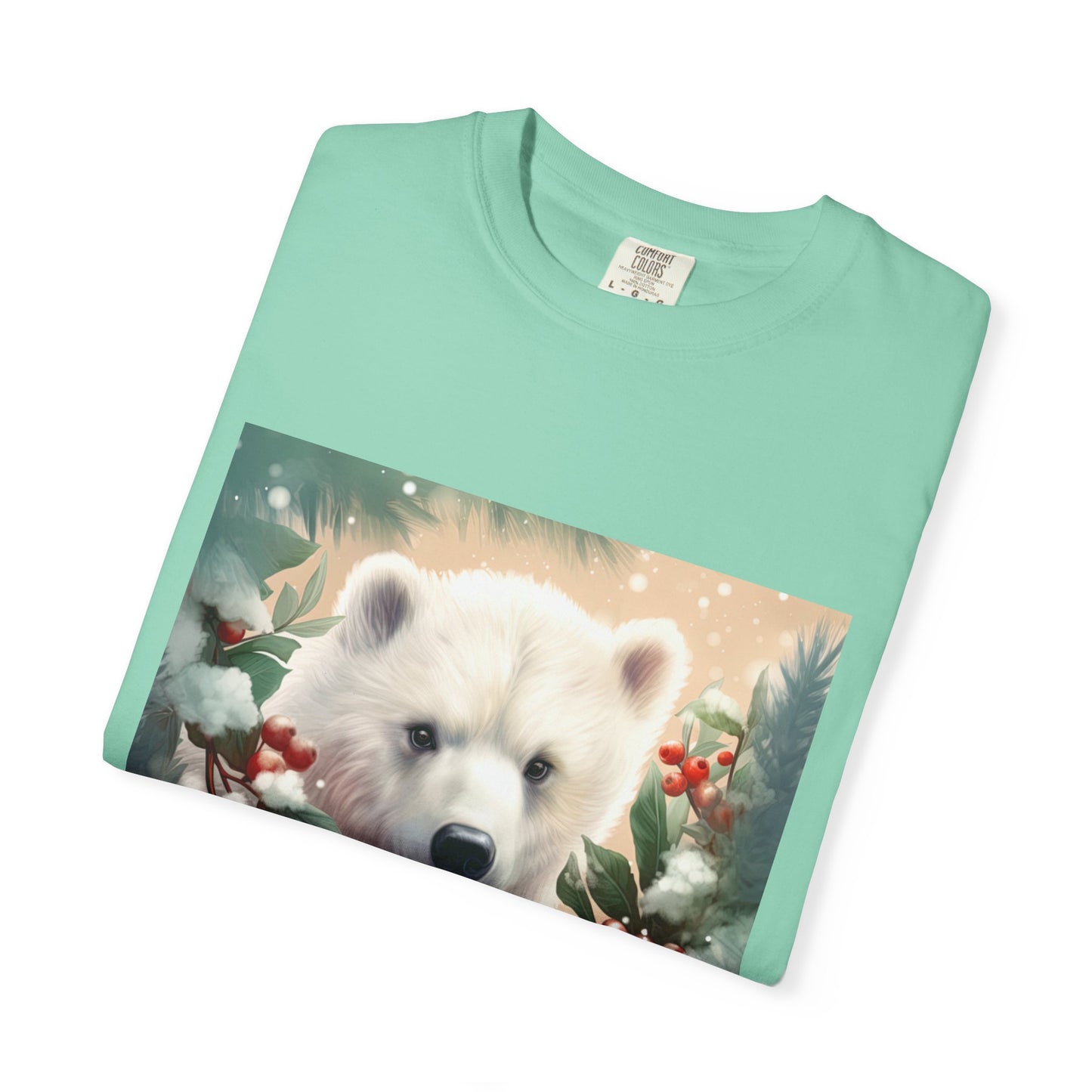 Polar Bear Holiday T-Shirt — Winter Snow & Holly Graphic Tee