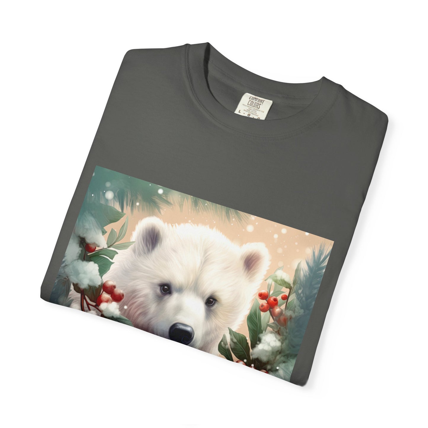 Polar Bear Holiday T-Shirt — Winter Snow & Holly Graphic Tee