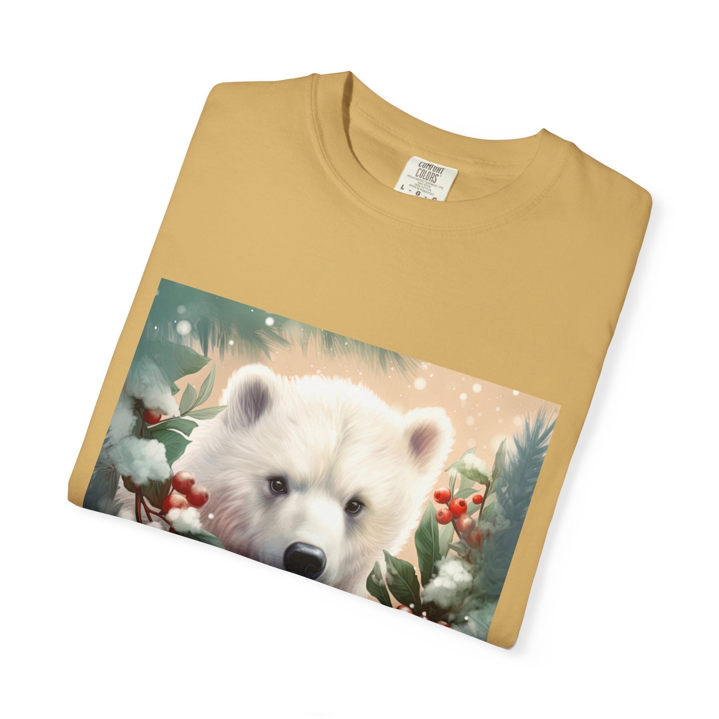 Polar Bear Holiday T-Shirt — Winter Snow & Holly Graphic Tee