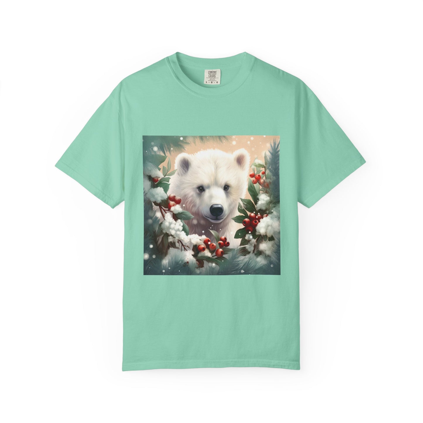 Polar Bear Holiday T-Shirt — Winter Snow & Holly Graphic Tee