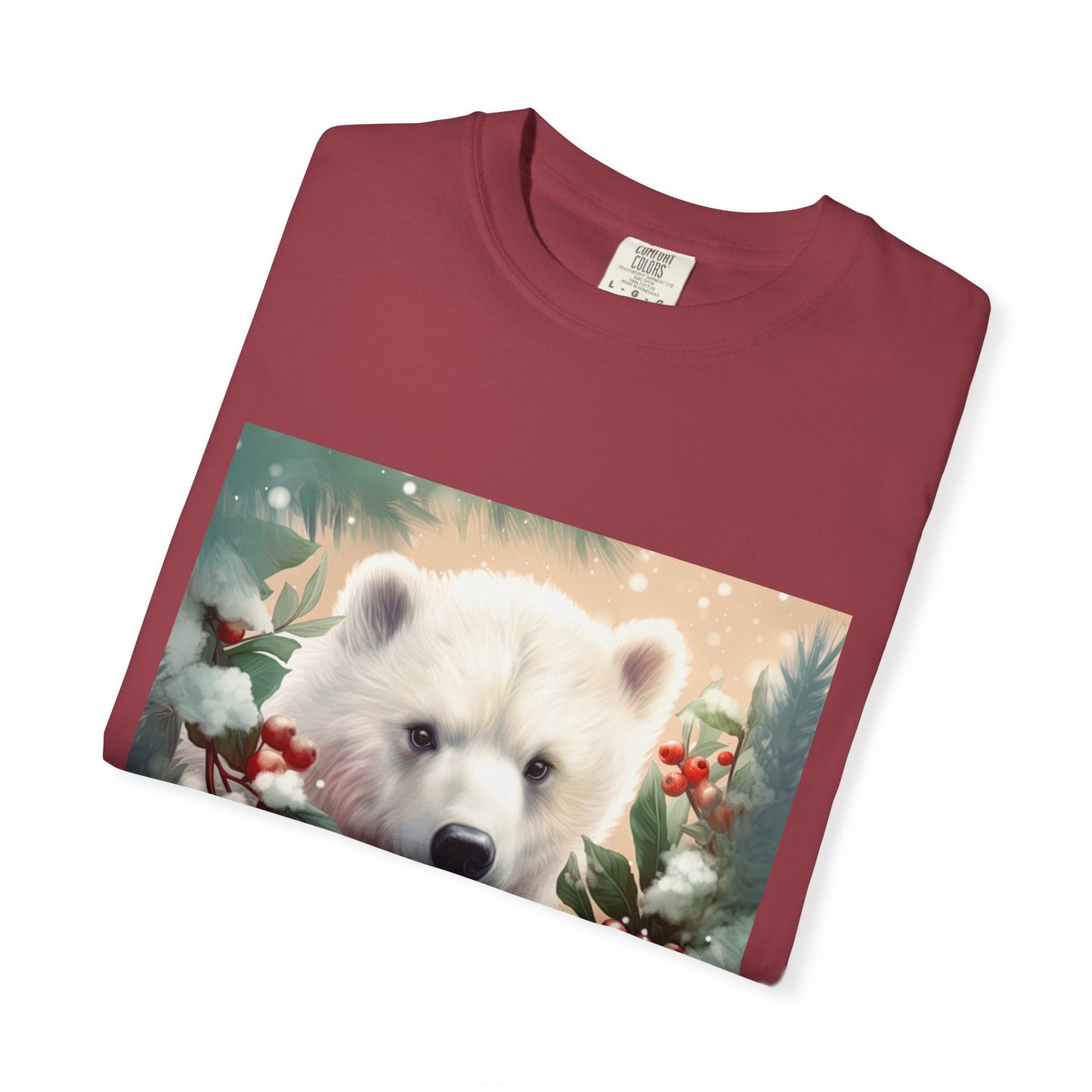 Polar Bear Holiday T-Shirt — Winter Snow & Holly Graphic Tee