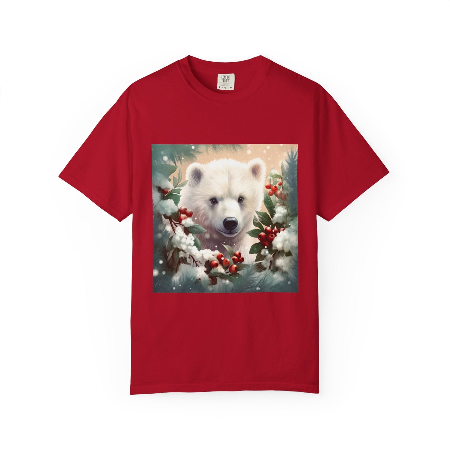Polar Bear Holiday T-Shirt — Winter Snow & Holly Graphic Tee