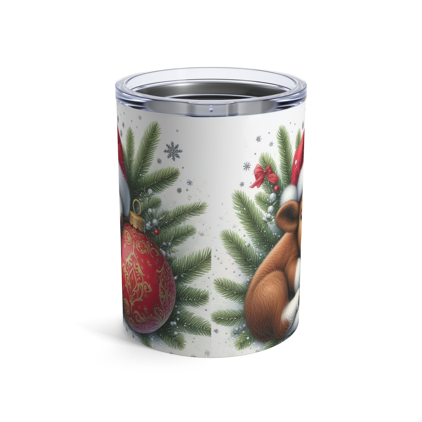 Christmas Bear 10oz Tumbler — Festive Holiday Ornament Travel Cup