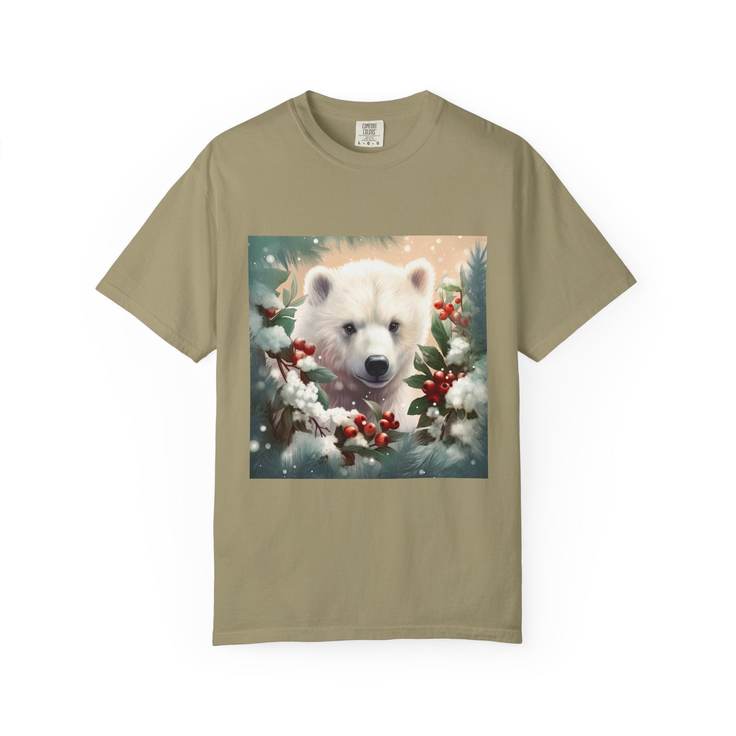 Polar Bear Holiday T-Shirt — Winter Snow & Holly Graphic Tee