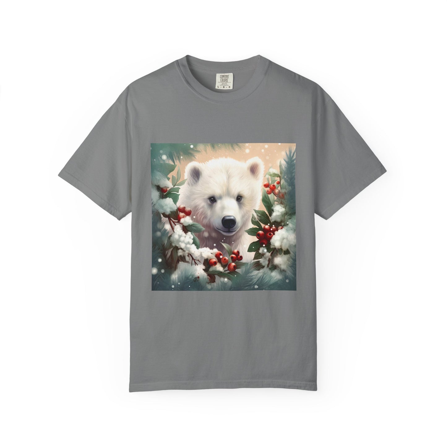 Polar Bear Holiday T-Shirt — Winter Snow & Holly Graphic Tee