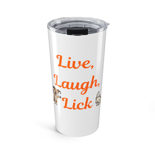 Humorous Dog Lover Tumbler - 20oz 'Live, Laugh, Lick' Travel Mug