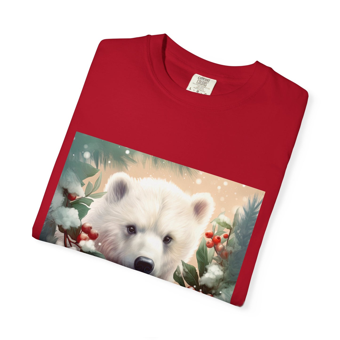 Polar Bear Holiday T-Shirt — Winter Snow & Holly Graphic Tee