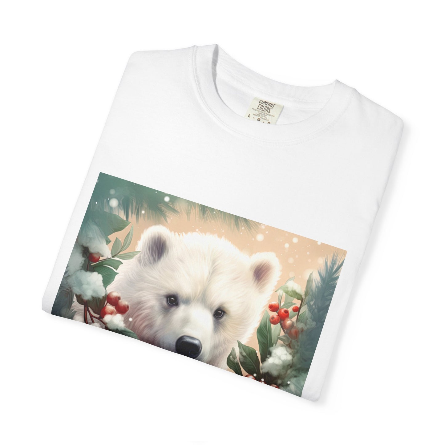 Polar Bear Holiday T-Shirt — Winter Snow & Holly Graphic Tee
