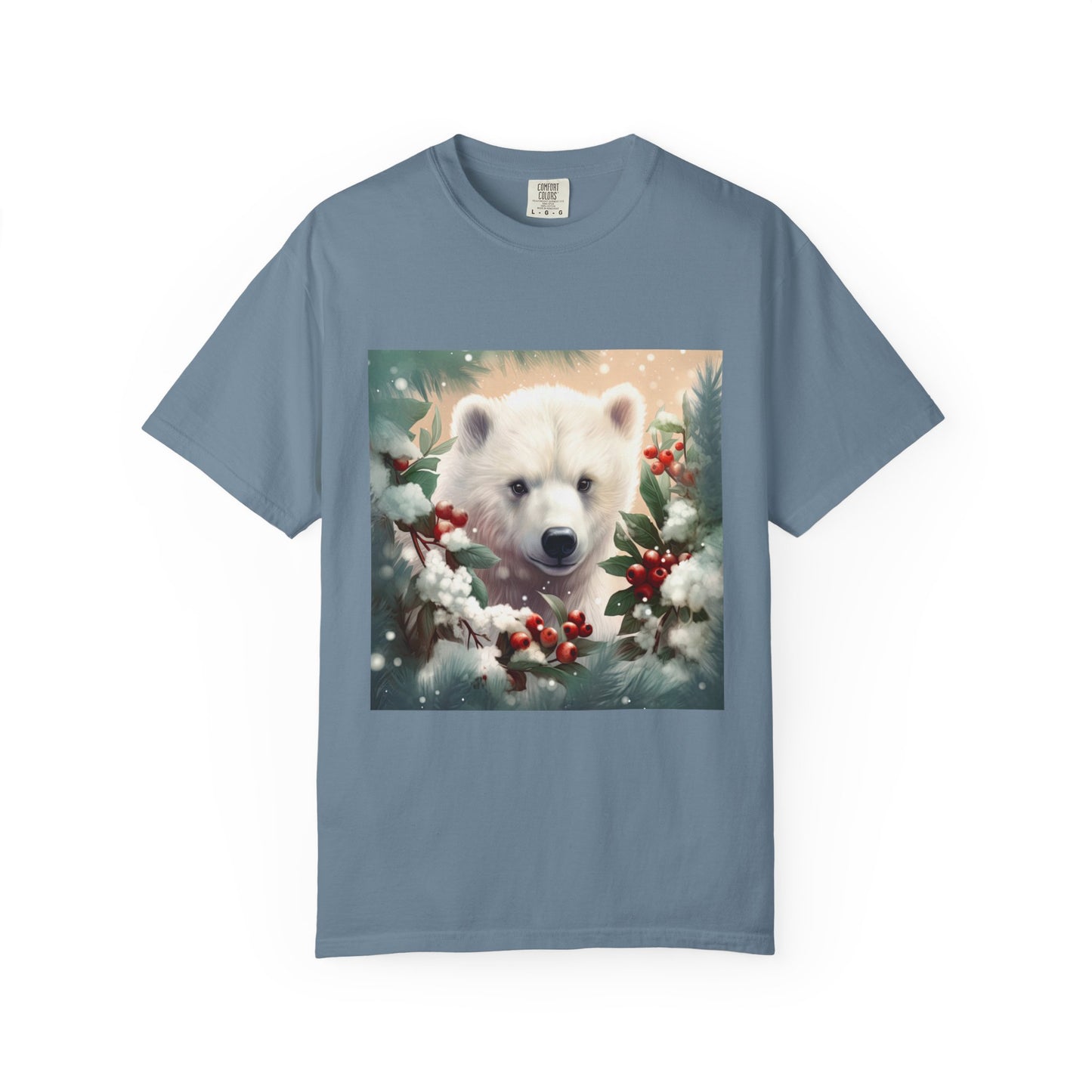 Polar Bear Holiday T-Shirt — Winter Snow & Holly Graphic Tee