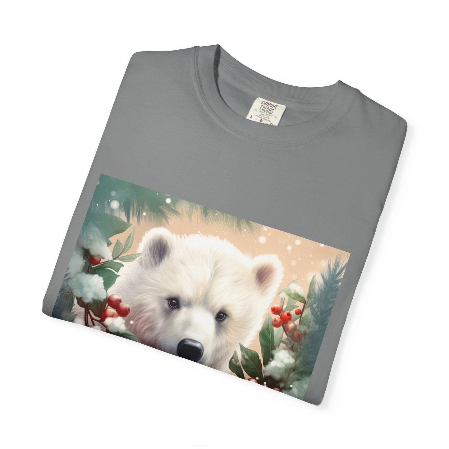 Polar Bear Holiday T-Shirt — Winter Snow & Holly Graphic Tee