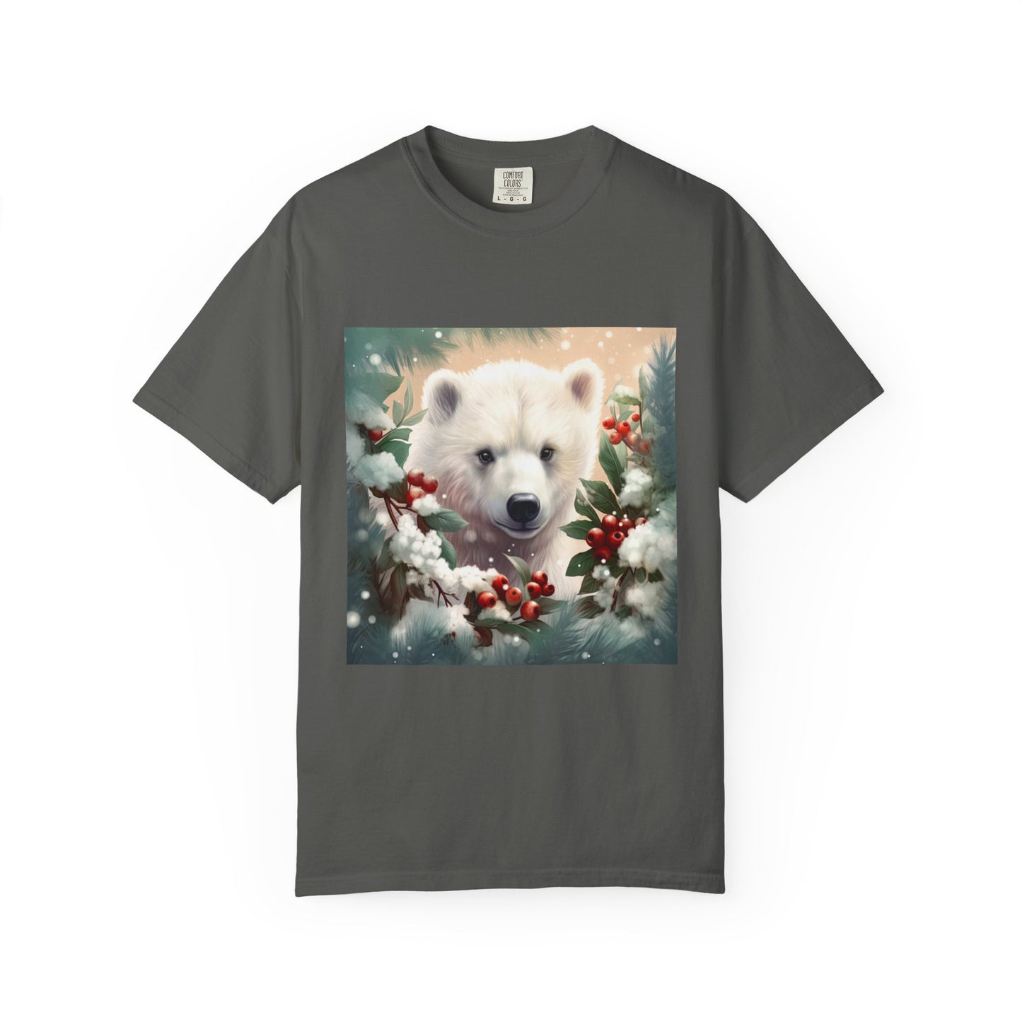 Polar Bear Holiday T-Shirt — Winter Snow & Holly Graphic Tee