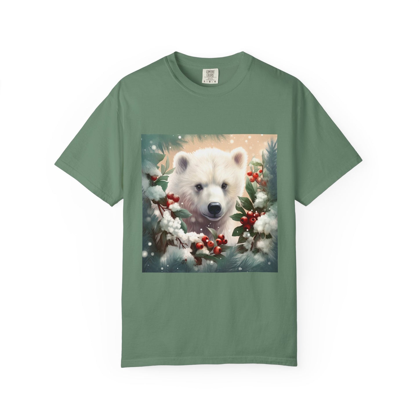 Polar Bear Holiday T-Shirt — Winter Snow & Holly Graphic Tee