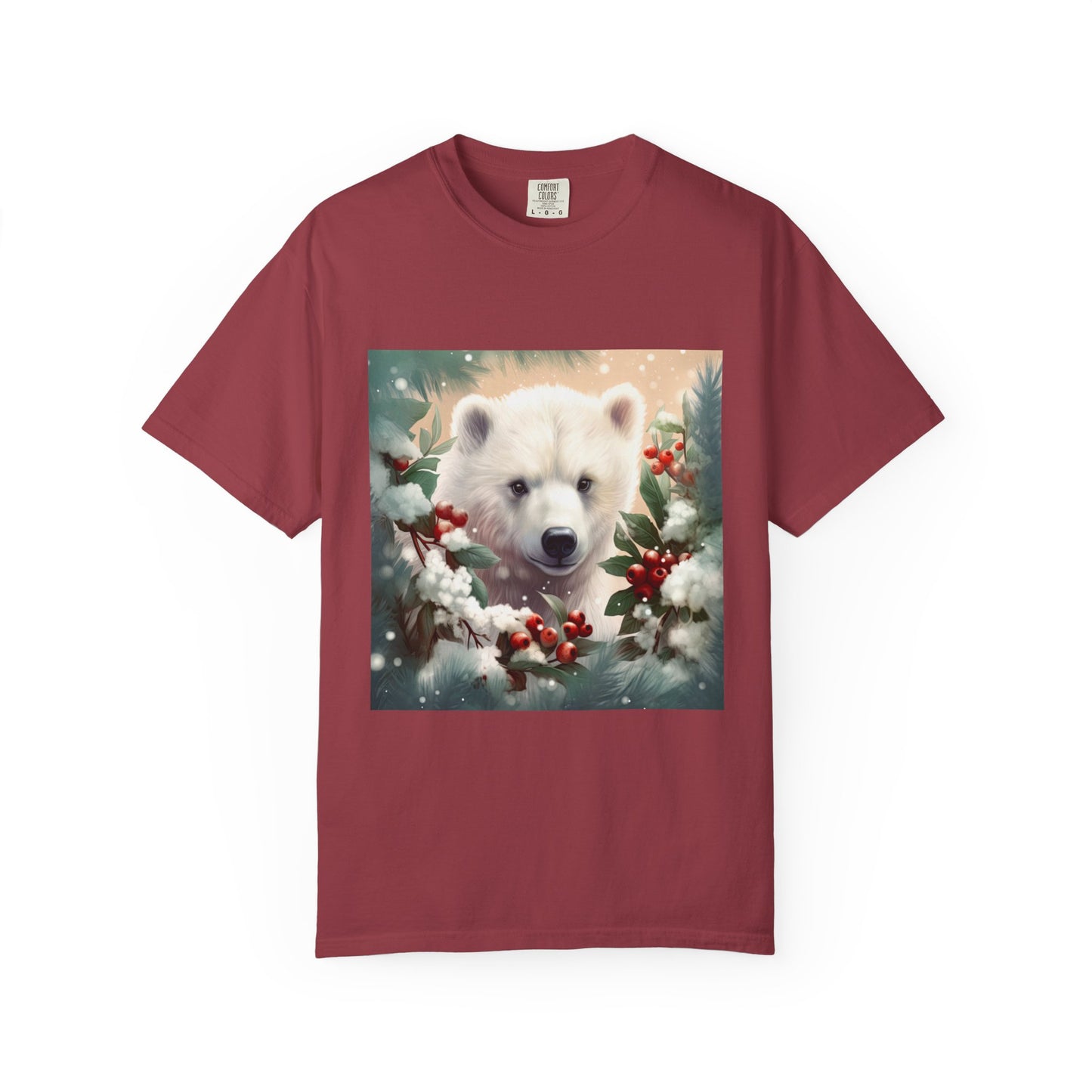 Polar Bear Holiday T-Shirt — Winter Snow & Holly Graphic Tee