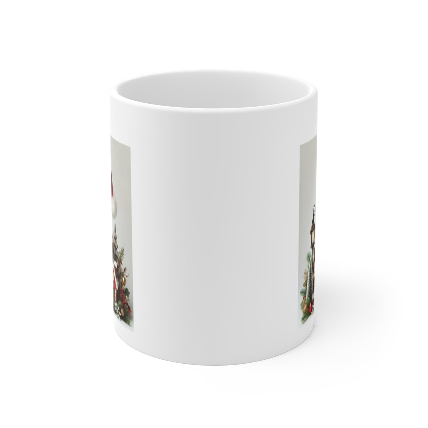 Christmas Pug Mug — Cute Pug in Santa Hat Holiday Coffee Cup (11oz)