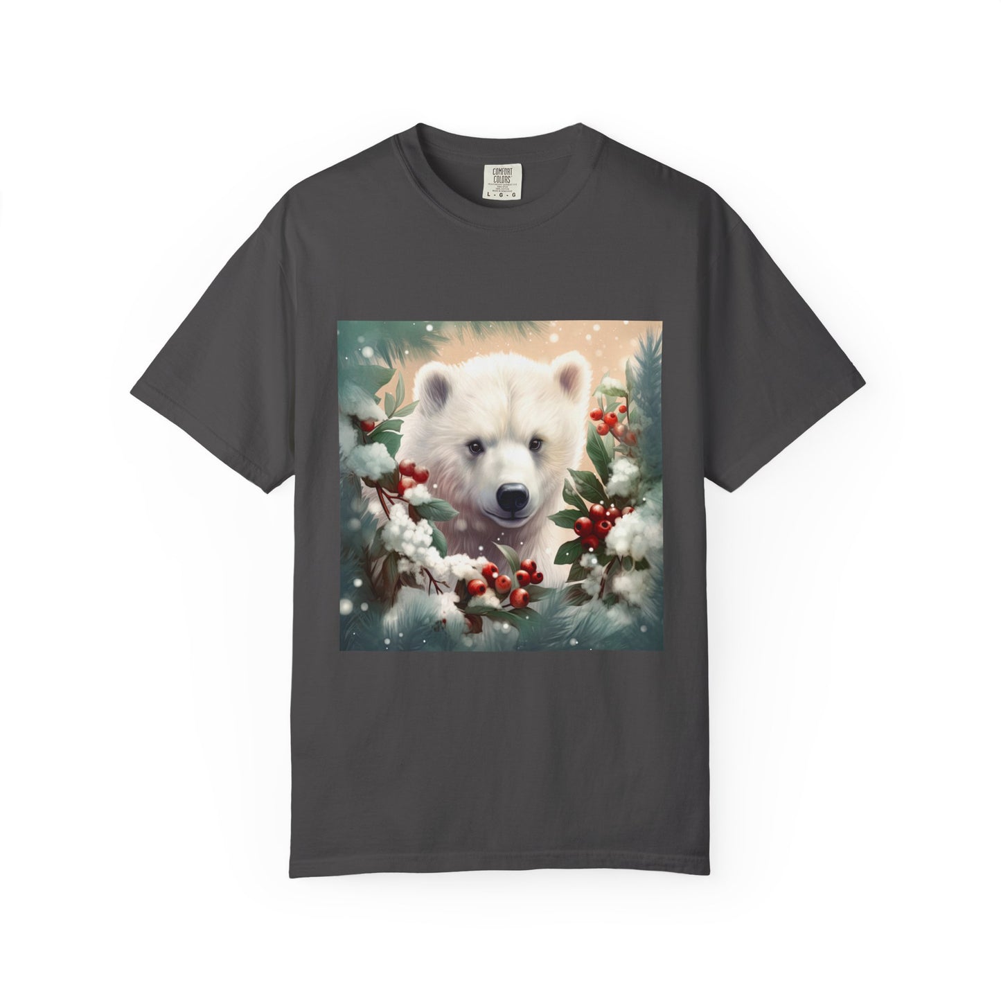 Polar Bear Holiday T-Shirt — Winter Snow & Holly Graphic Tee
