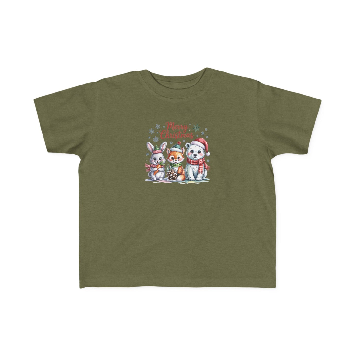 Toddler Christmas Tee — Cute Woodland Animals "Merry Christmas" Holiday Shirt
